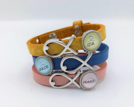 Personalisiertes Lederarmband zur Kommunion Konfirmation Firmung Taufe