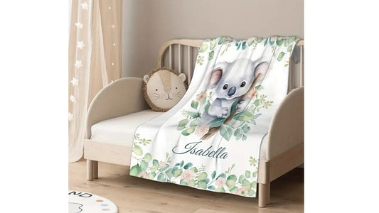 Personalisierte Babydecke mit Name Koala creme