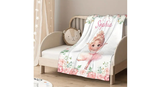 Personalisierte Babydecke mit Name Ballerina Tänzerin rosa pastell