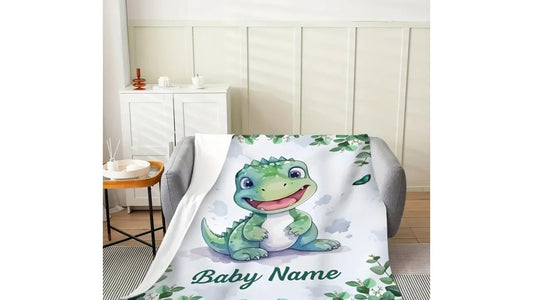 Personalisierte Babydecke mit Name Dinosaurier