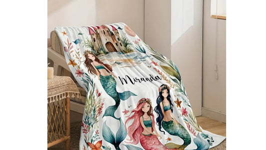 Personalisierte Babydecke mit Name Meerjungfrauen